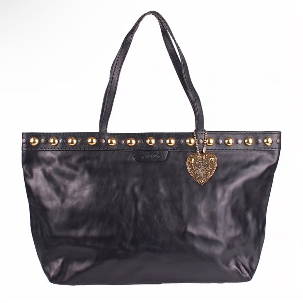 $4,500 GUCCI Babouska BLACK LEATHER TOTE BAG